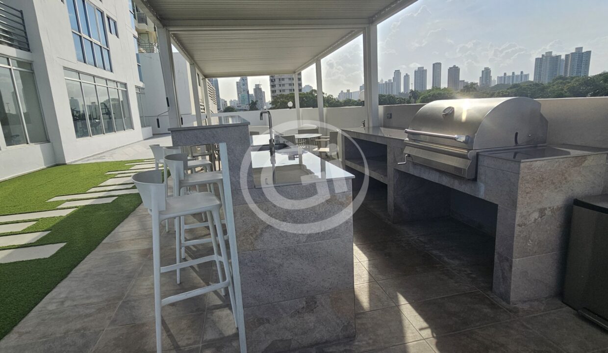 18. Área barbacoa Alquiler apartamento Sky Blue. San Francisco